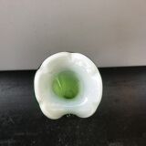 Vase soliflore multicouche vert intérieur blanc vintage