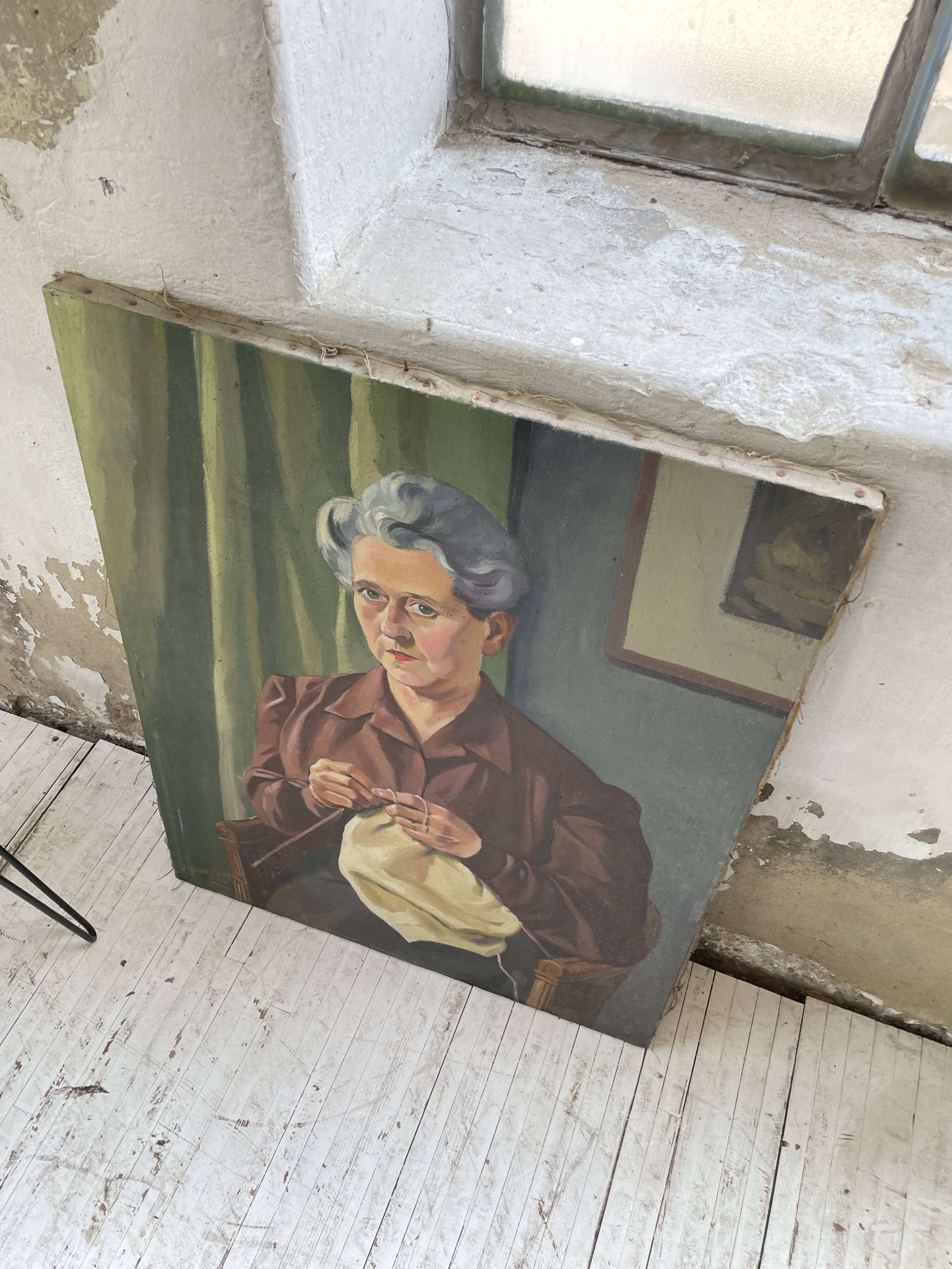 Oil canvas “knitting” 1945