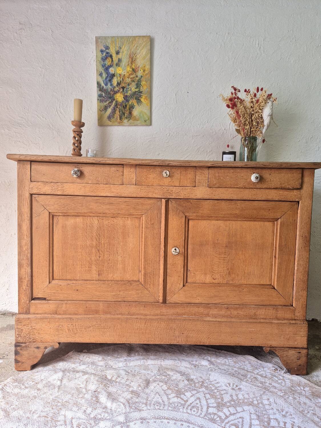 Vintage solid oak sideboard