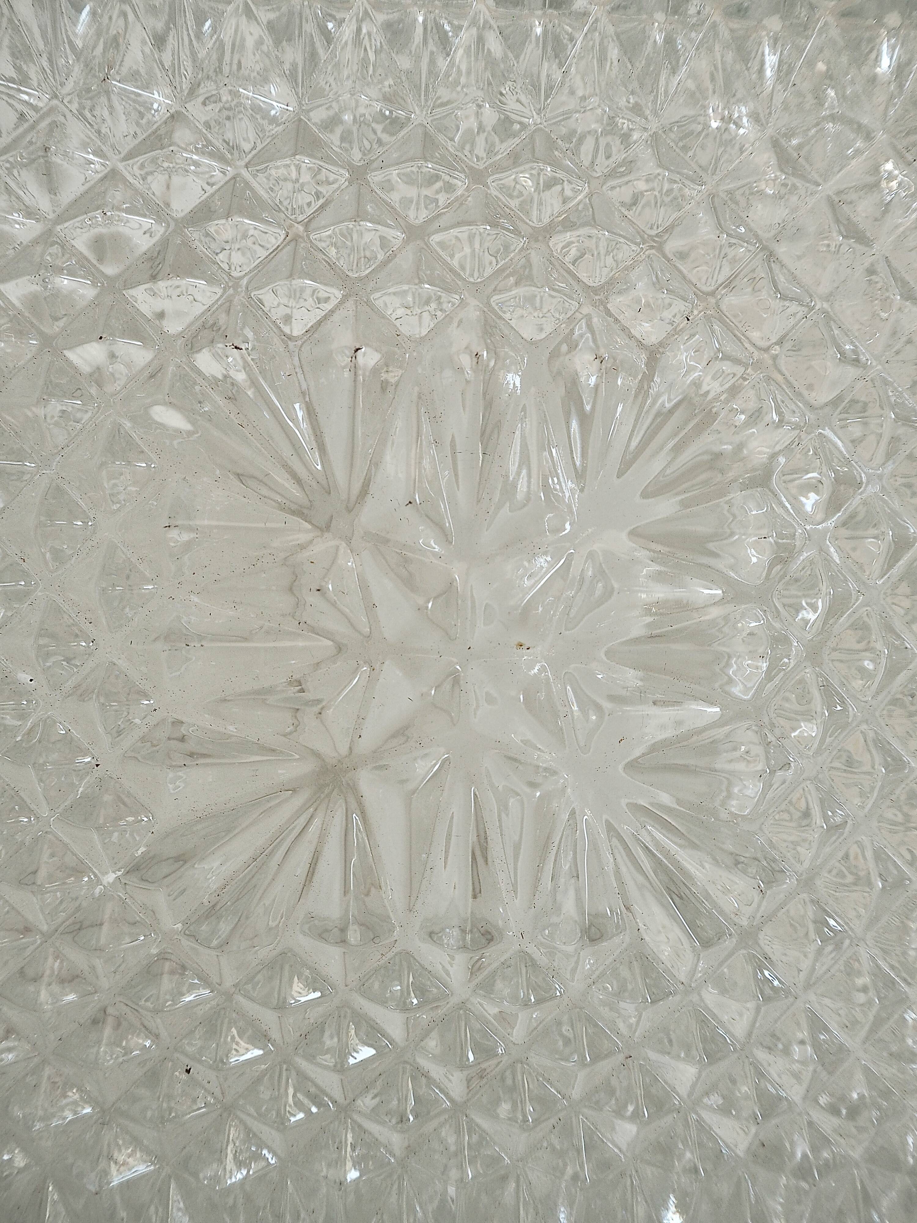 Square ceiling light in molded glass