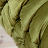 Armchair and pouffe Togo in green olive velvet model designed by Michel Ducaroy 1973