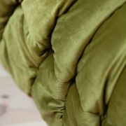 Armchair and pouffe Togo in green olive velvet model designed by Michel Ducaroy 1973
