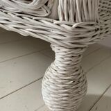 White dresser in vintage rattan