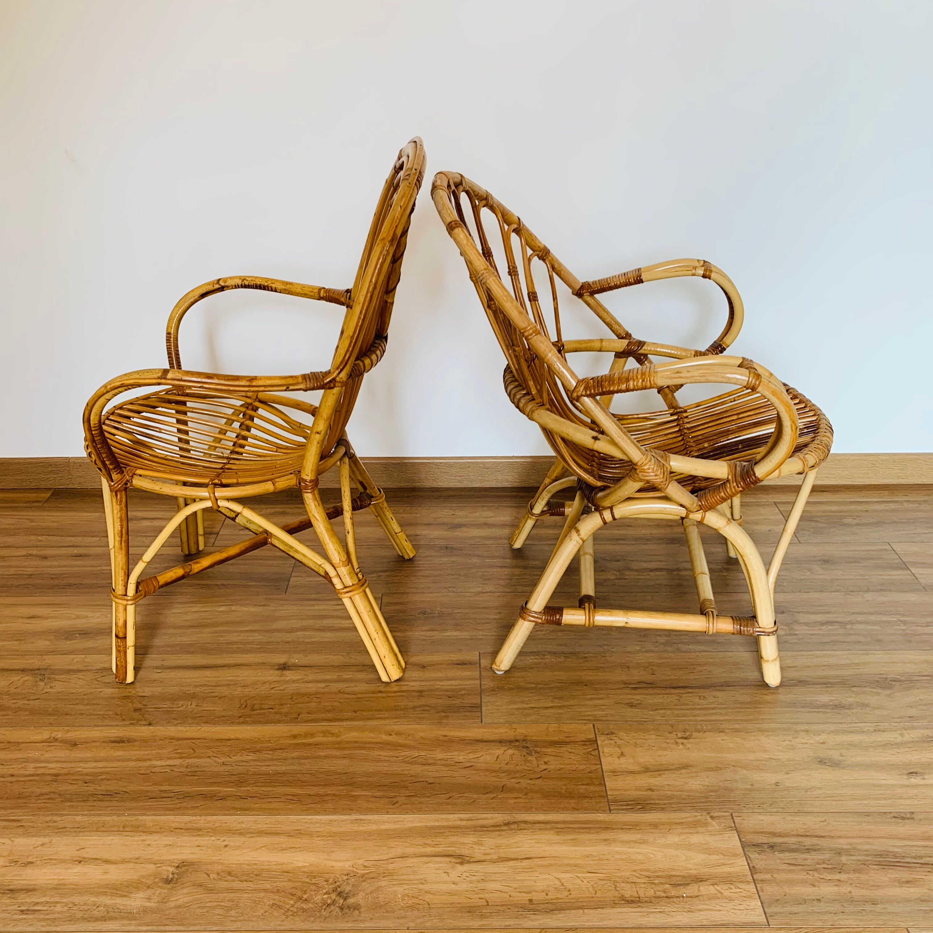 Pair of adult rattan armchairs