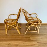 Pair of adult rattan armchairs