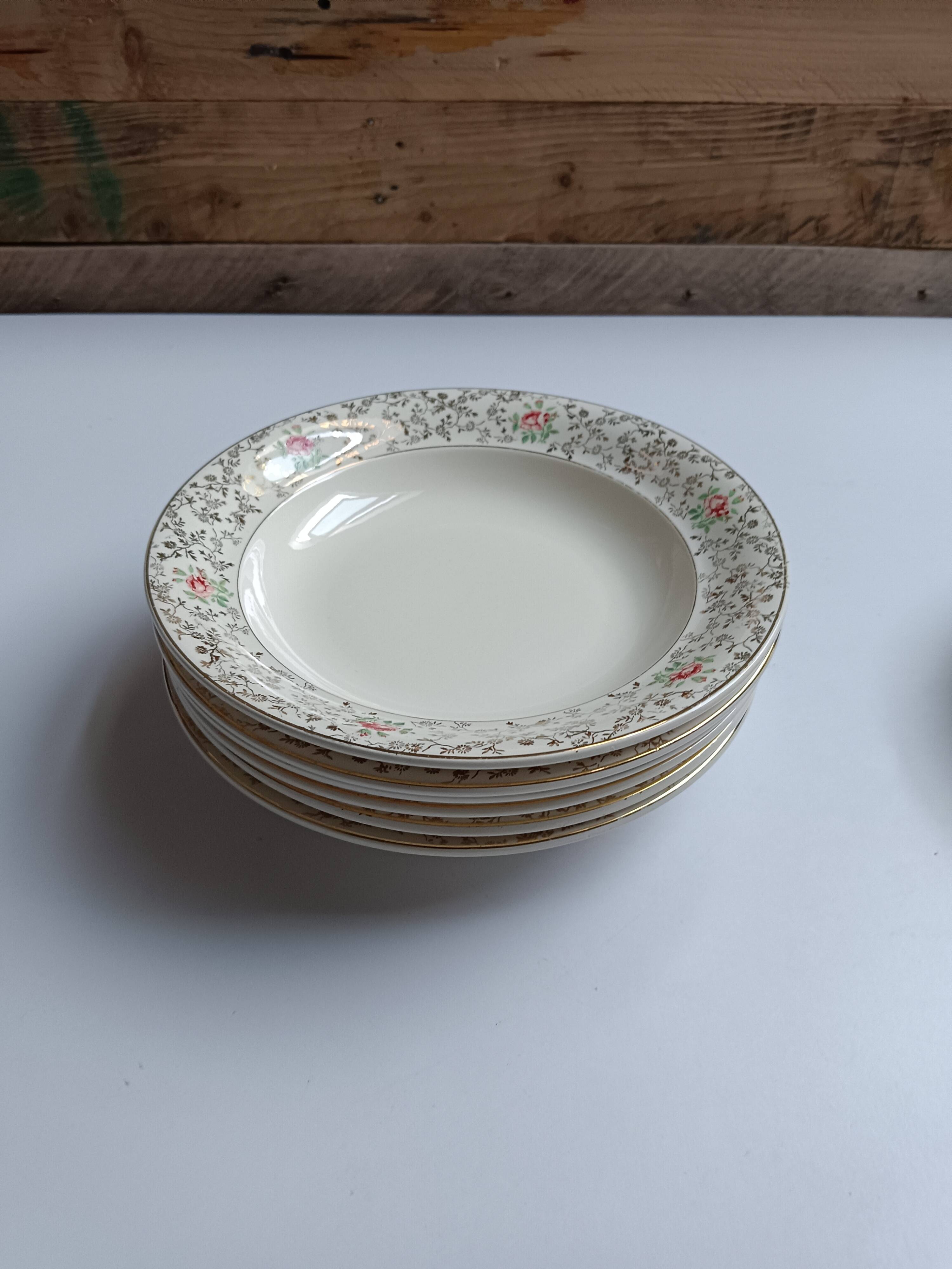 6 Assiettes Villeroy et Bloch beiges et dorées