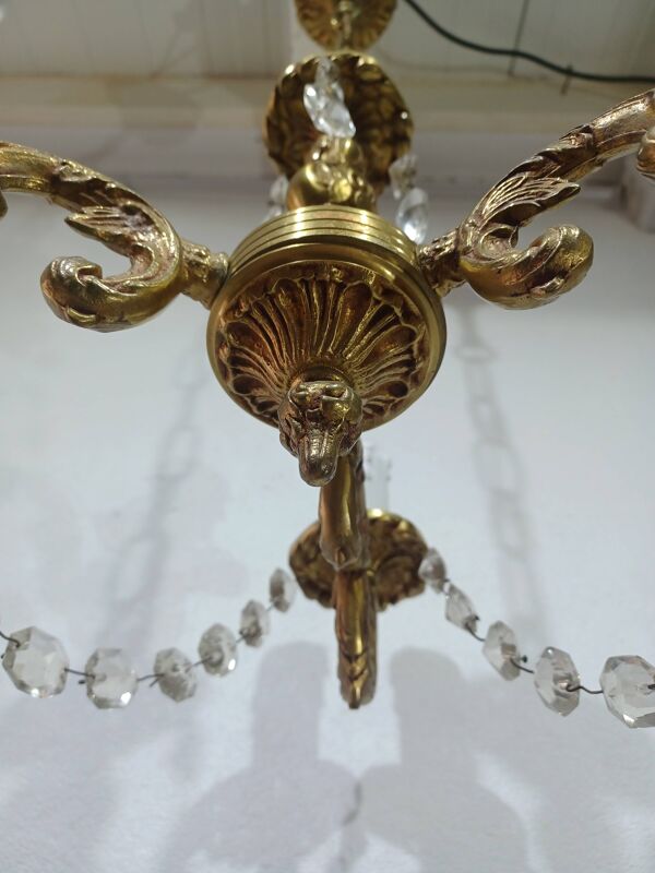 Lustre 3 lumières bronze et cristal