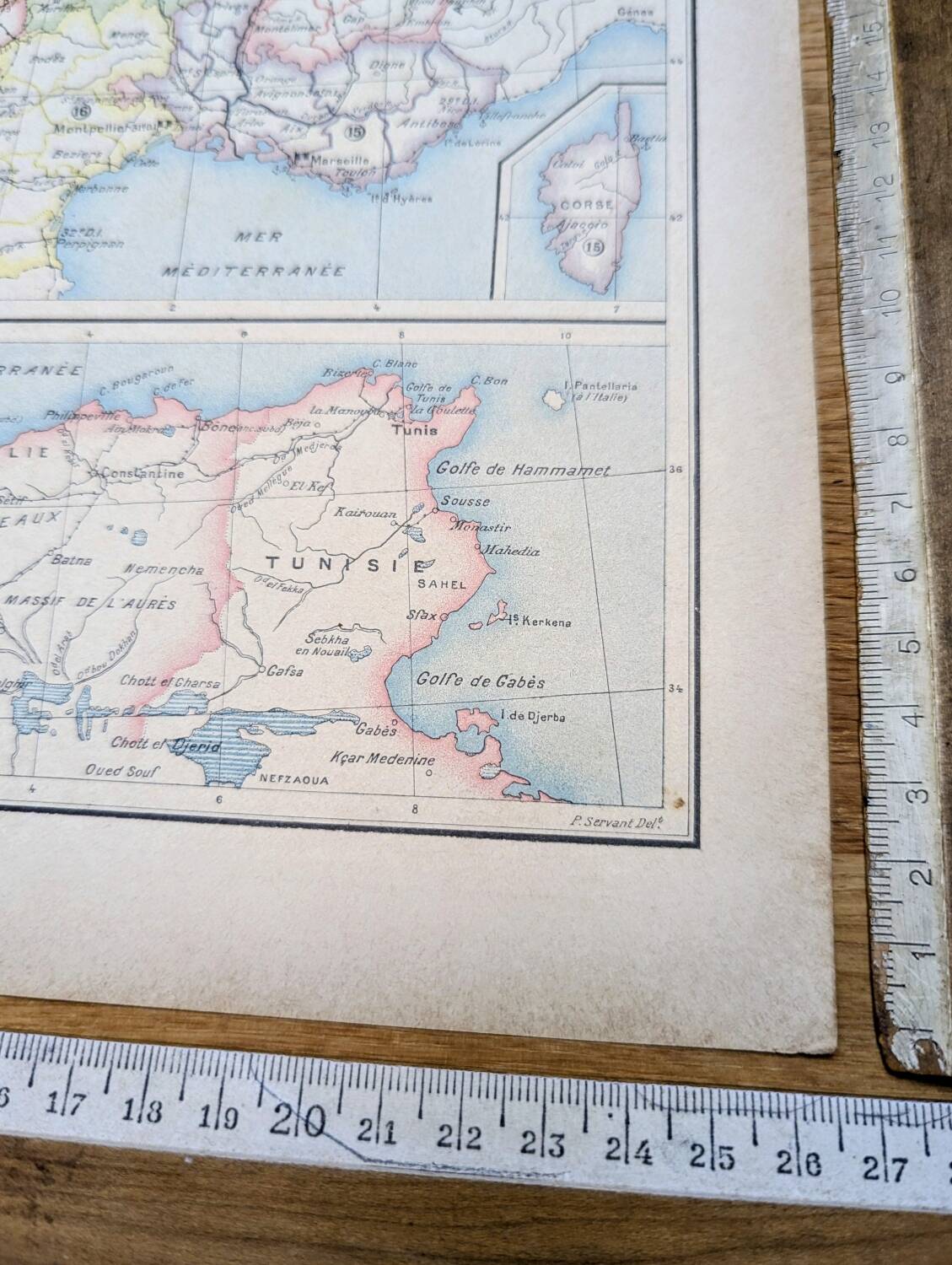 Military map of France, original printed in 1896.