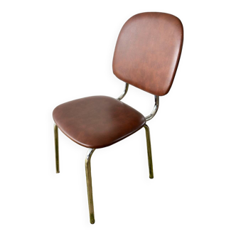 Chaise chrome et skaï marron