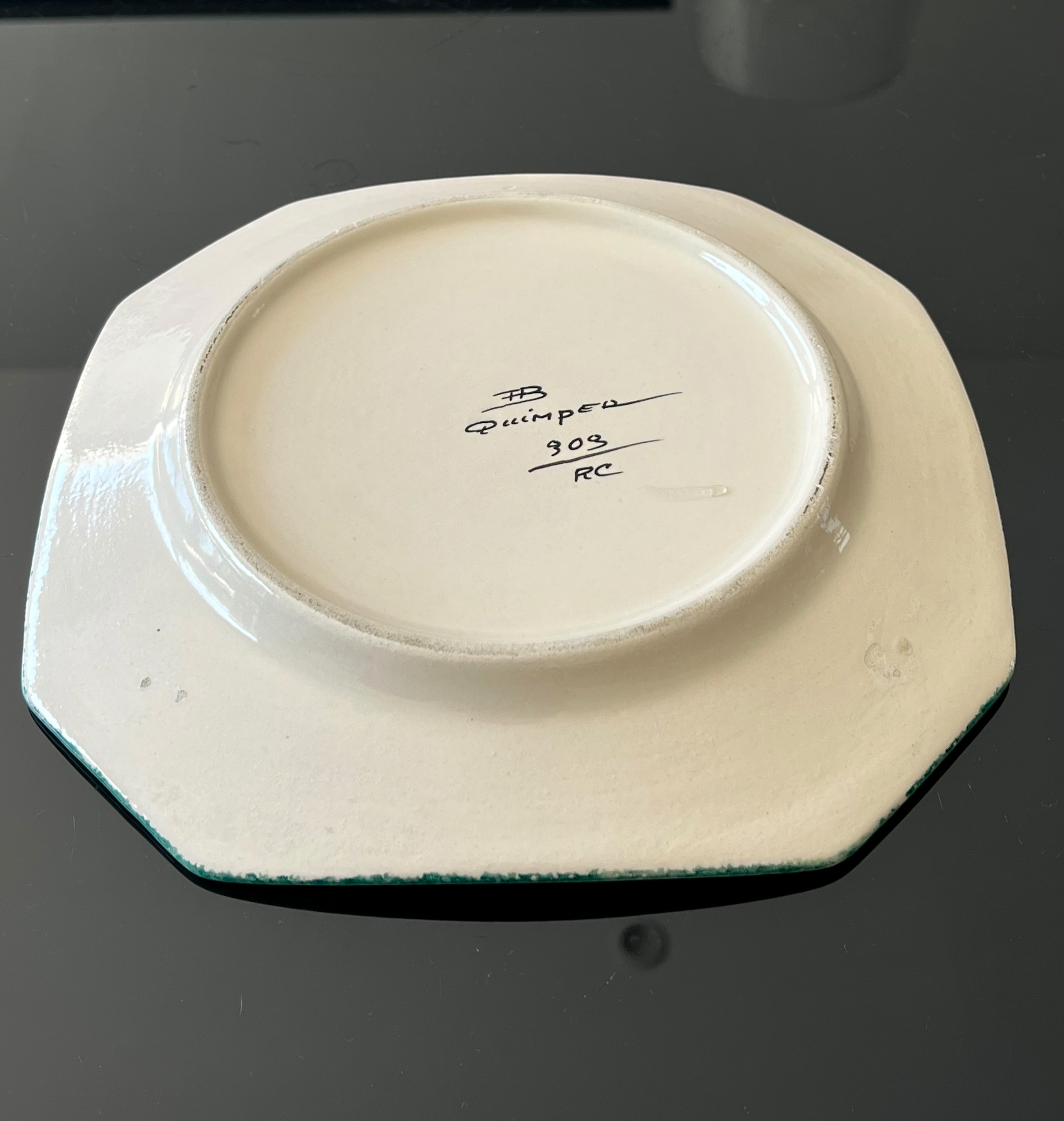 Octagonal plate from Quimper pottery - HB Henriot - Breton character
