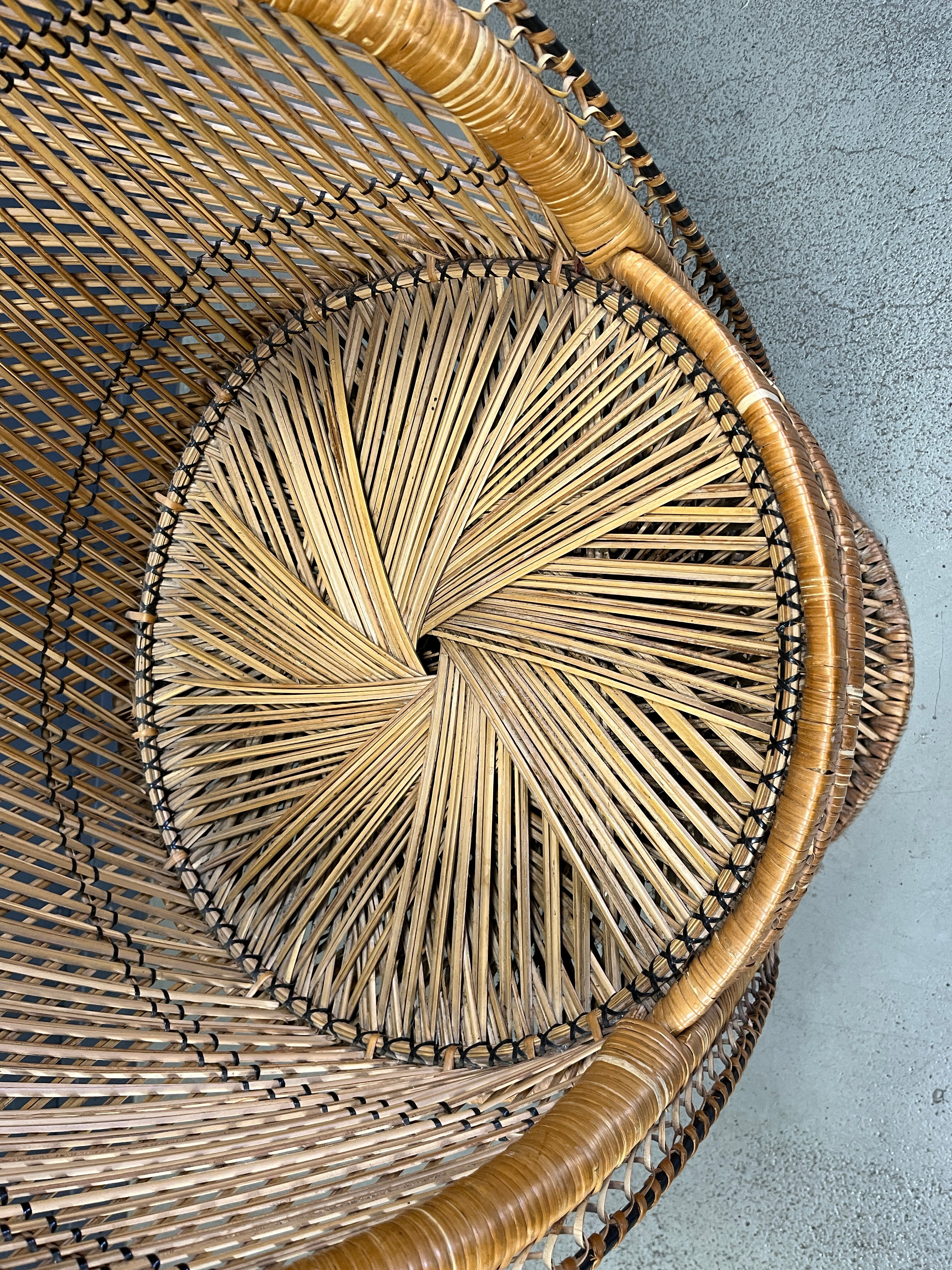 Vintage wicker peacock chair, 1970s