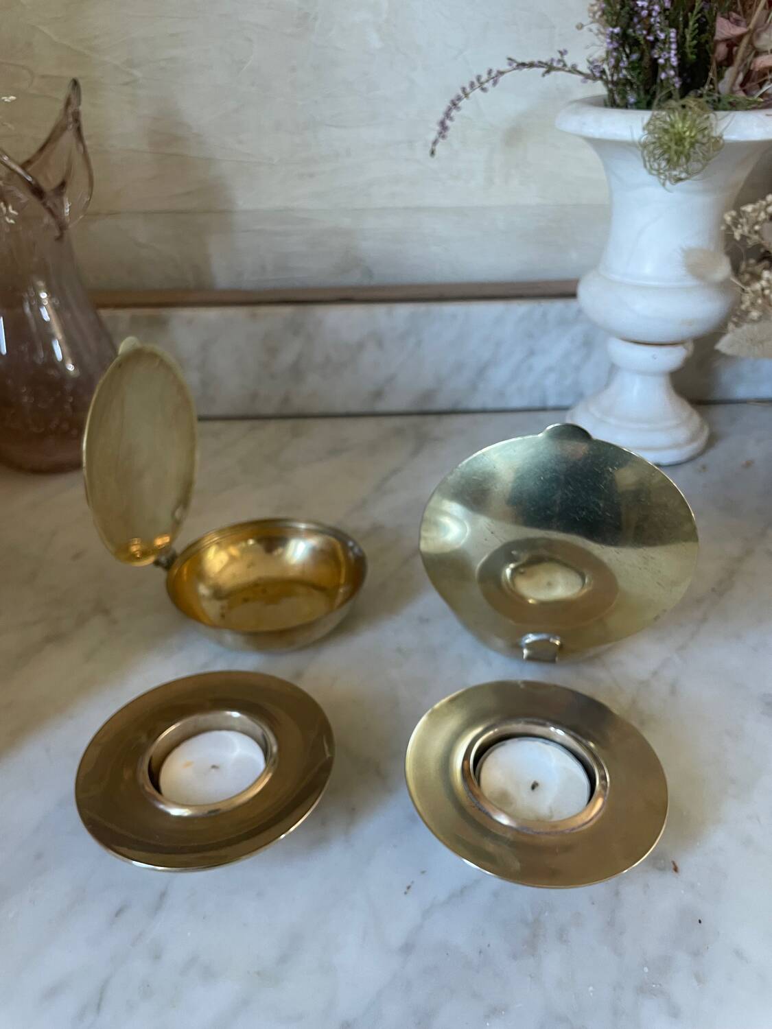 Pair of Scandinavian brass candlesticks