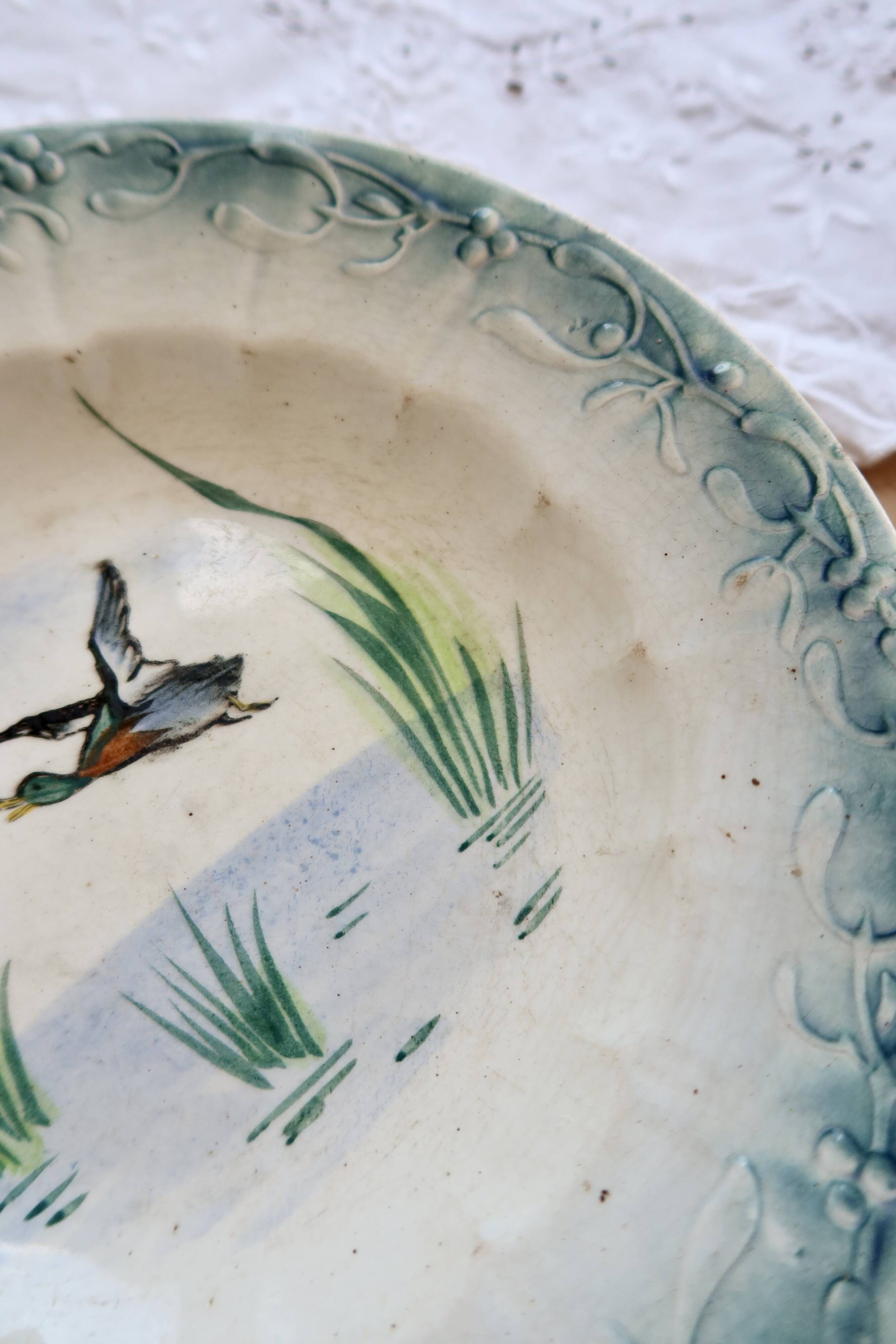 Vintage hollow plate Céranord Saint-Amand ironstone – Duck decoration