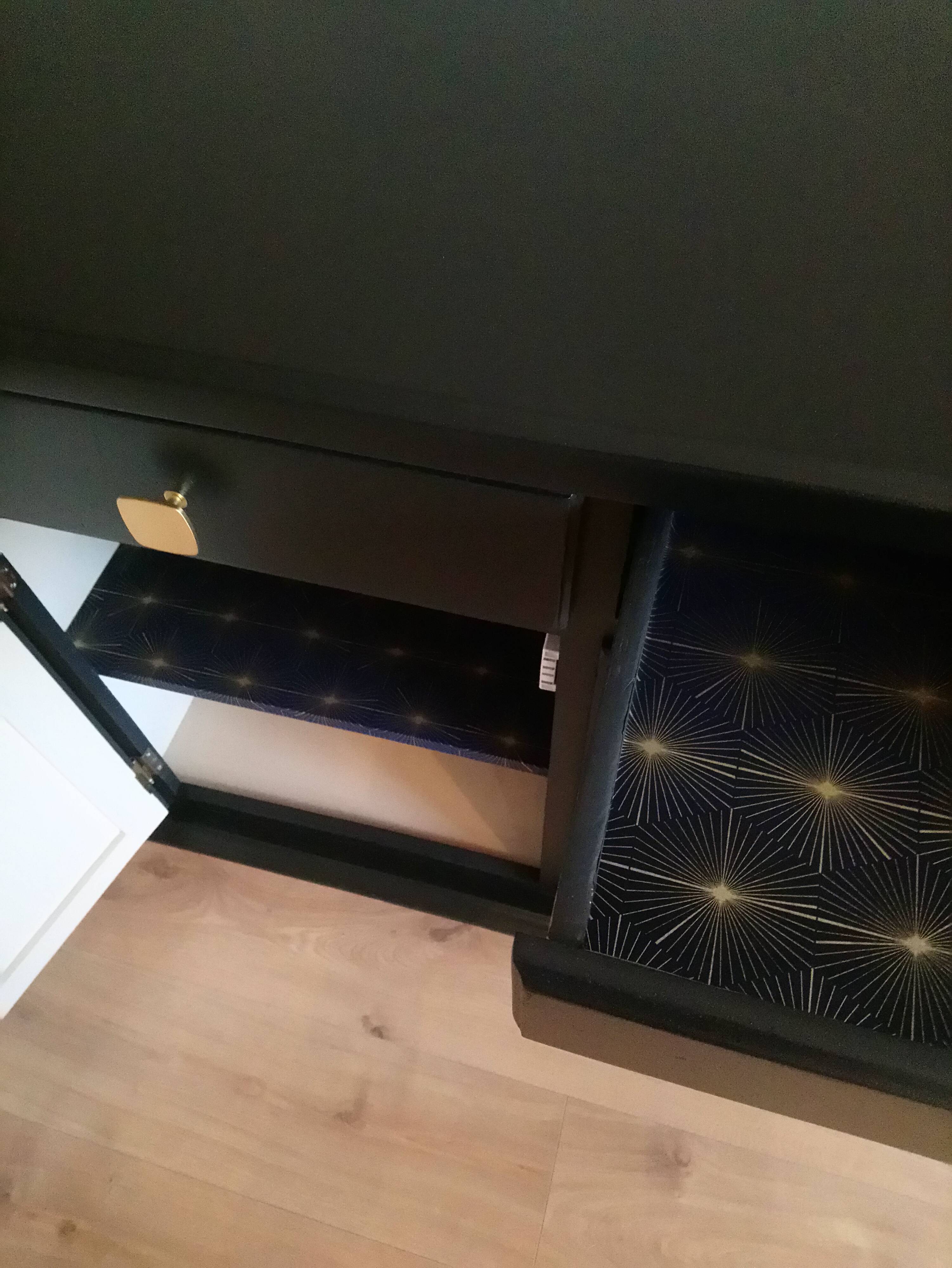 Solid black satin wooden buffet