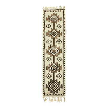 Turkish Handwoven Vintage Herki Kilim 100 cm x 363 cm