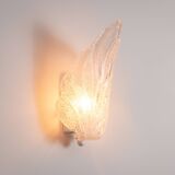Pair of vintage glass leaf wall lamps