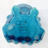 Blue ceramic frog flower frog