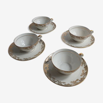 Quatuor de tasses et soucoupes porcelaine luxe royal