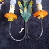 Pair of old wall lamps XX metal Fleurs Lys lamps vintage 20th