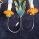 Paire appliques anciennes lampes XX tôle Fleurs Lys vintage 20ème