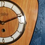 Clock formica vintage asymmetrical silent wall clock "Etling wood"
