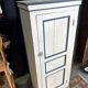 Antique bonnetière in cream and blue painted wood – in its original condition.