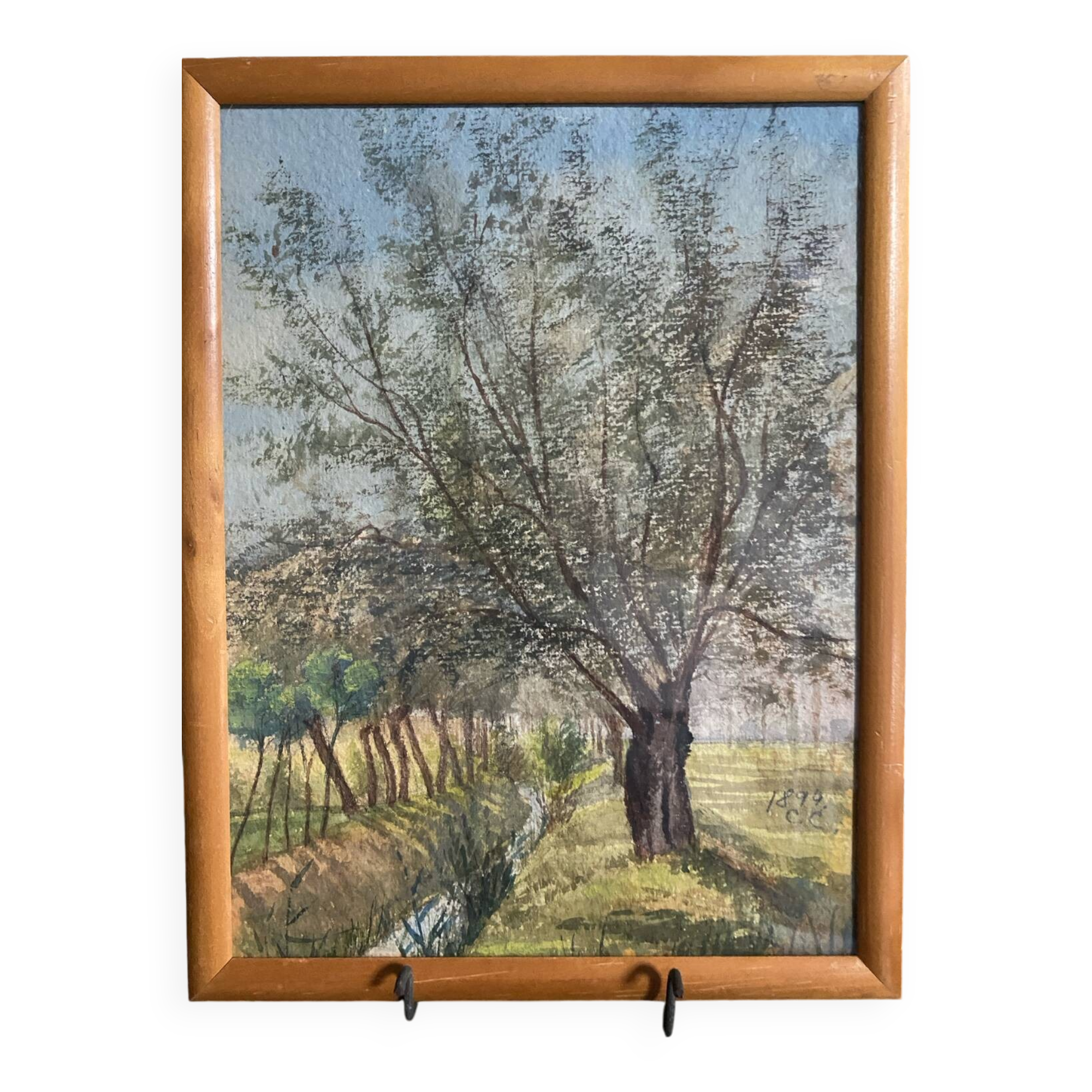 Signed watercolor dated 1894 landscape