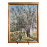 Signed watercolor dated 1894 landscape