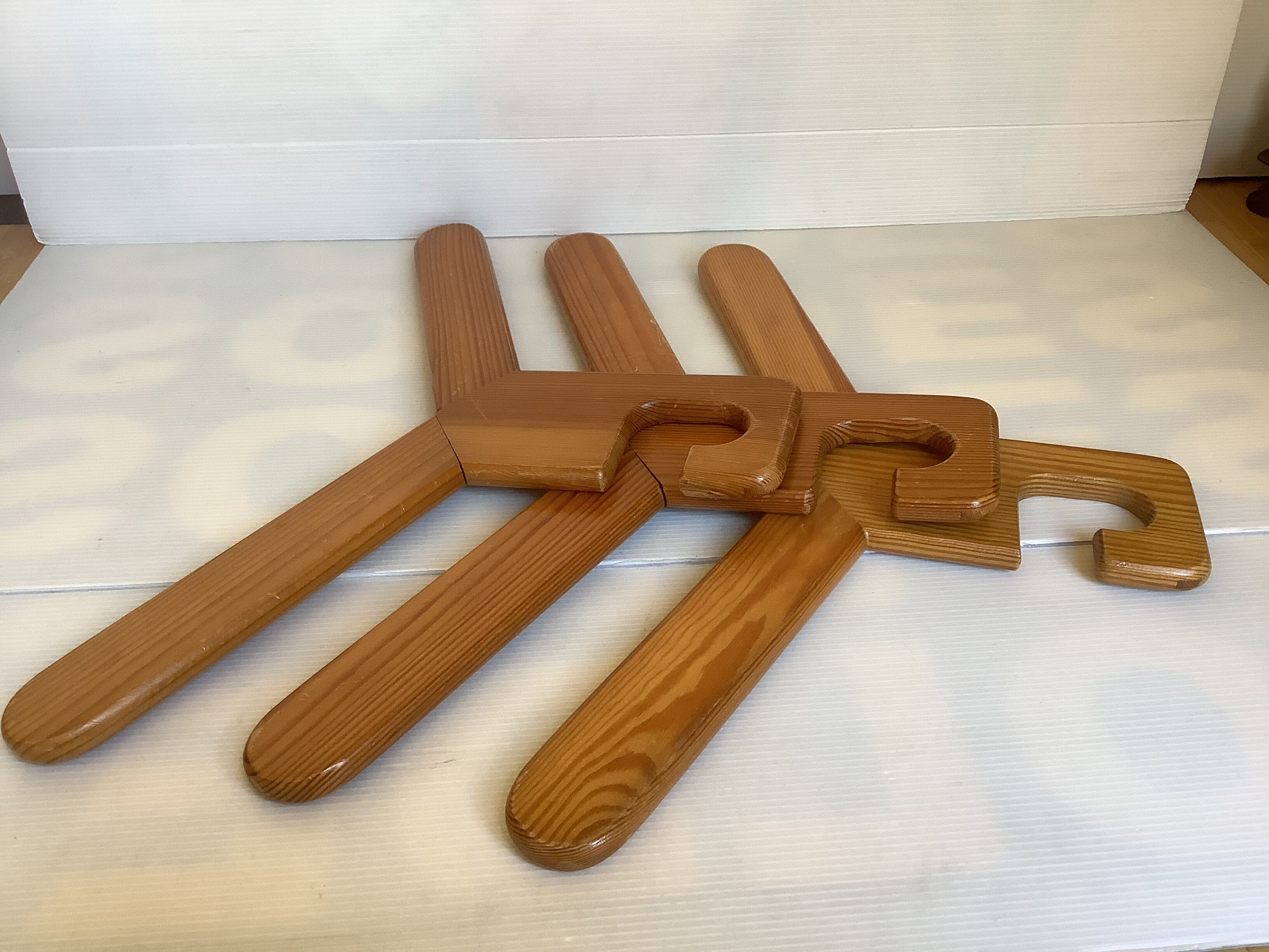 Trio of Scandinavian wooden hangers year 70
