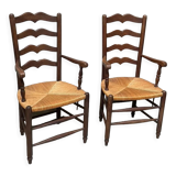 Pair of straw armchairs