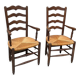 Pair of straw armchairs
