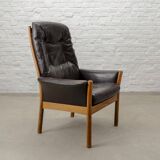 G-Möbel Chocolate Brown Leather Scandinavian Lounge Chair, Sweden, 1960s.