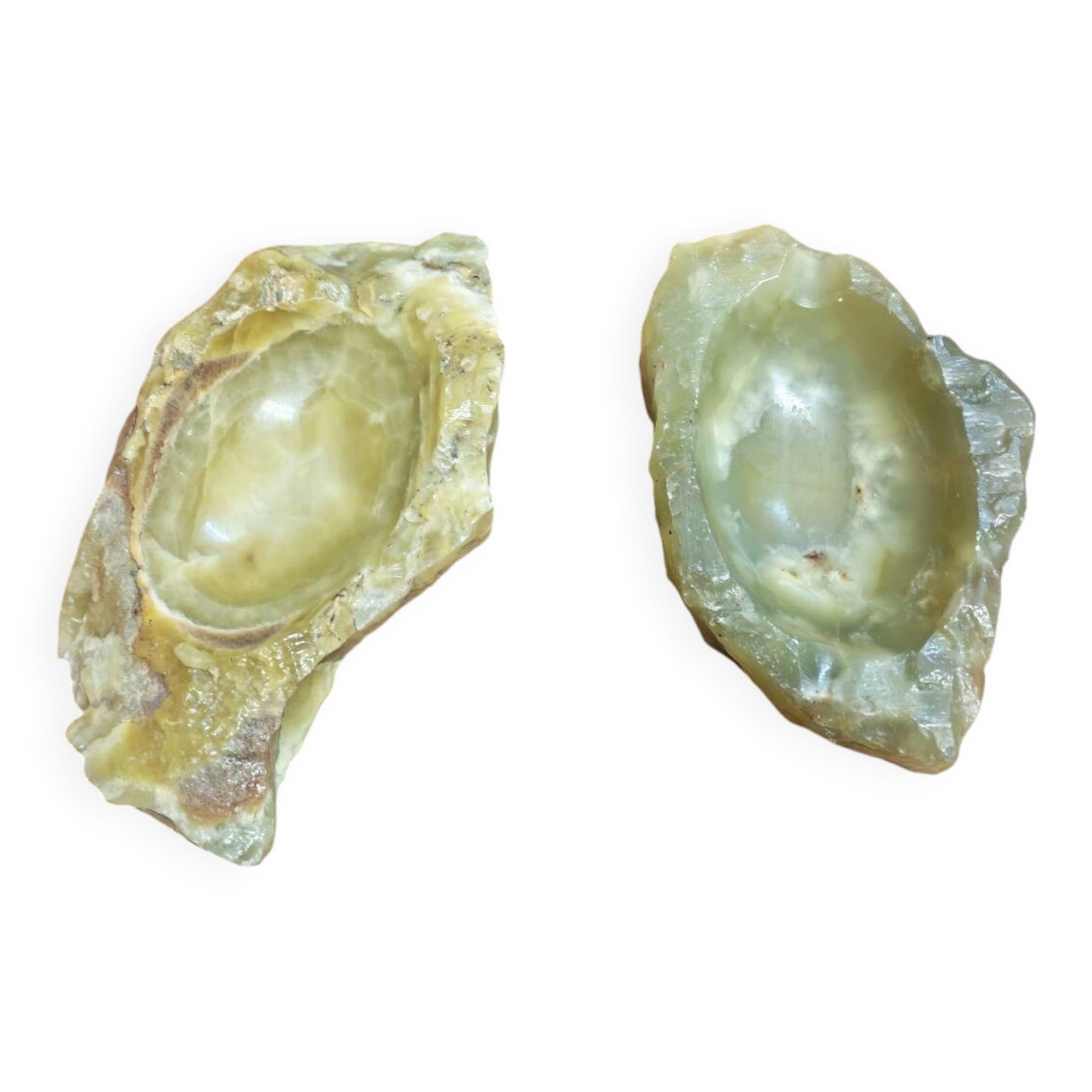 Set of brutalist style pocket trays in vintage onyx and alabaster.