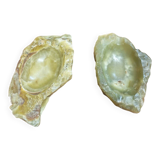 Set of brutalist style pocket trays in vintage onyx and alabaster.