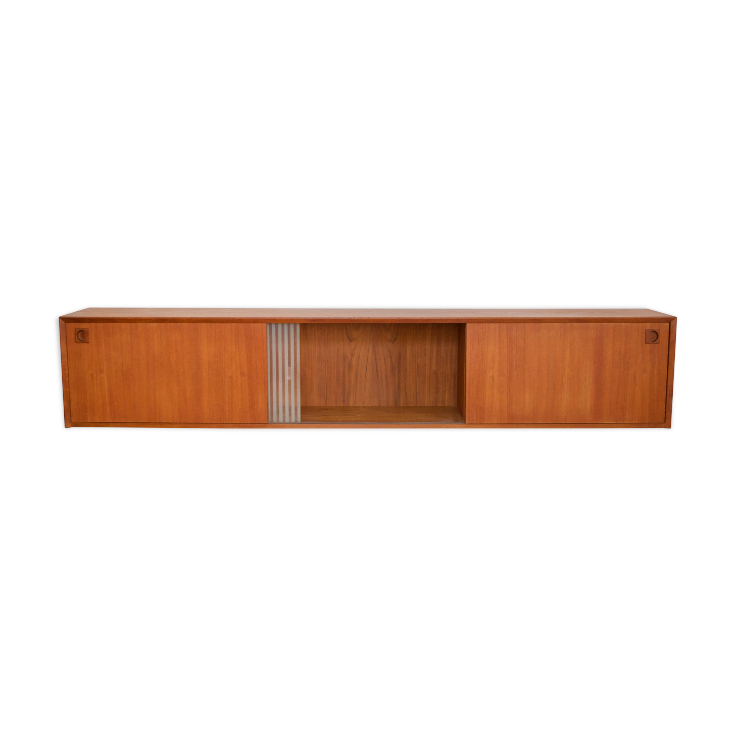 Danish MidCentury Teak Wall Mounted Sideboard, 1960s.
