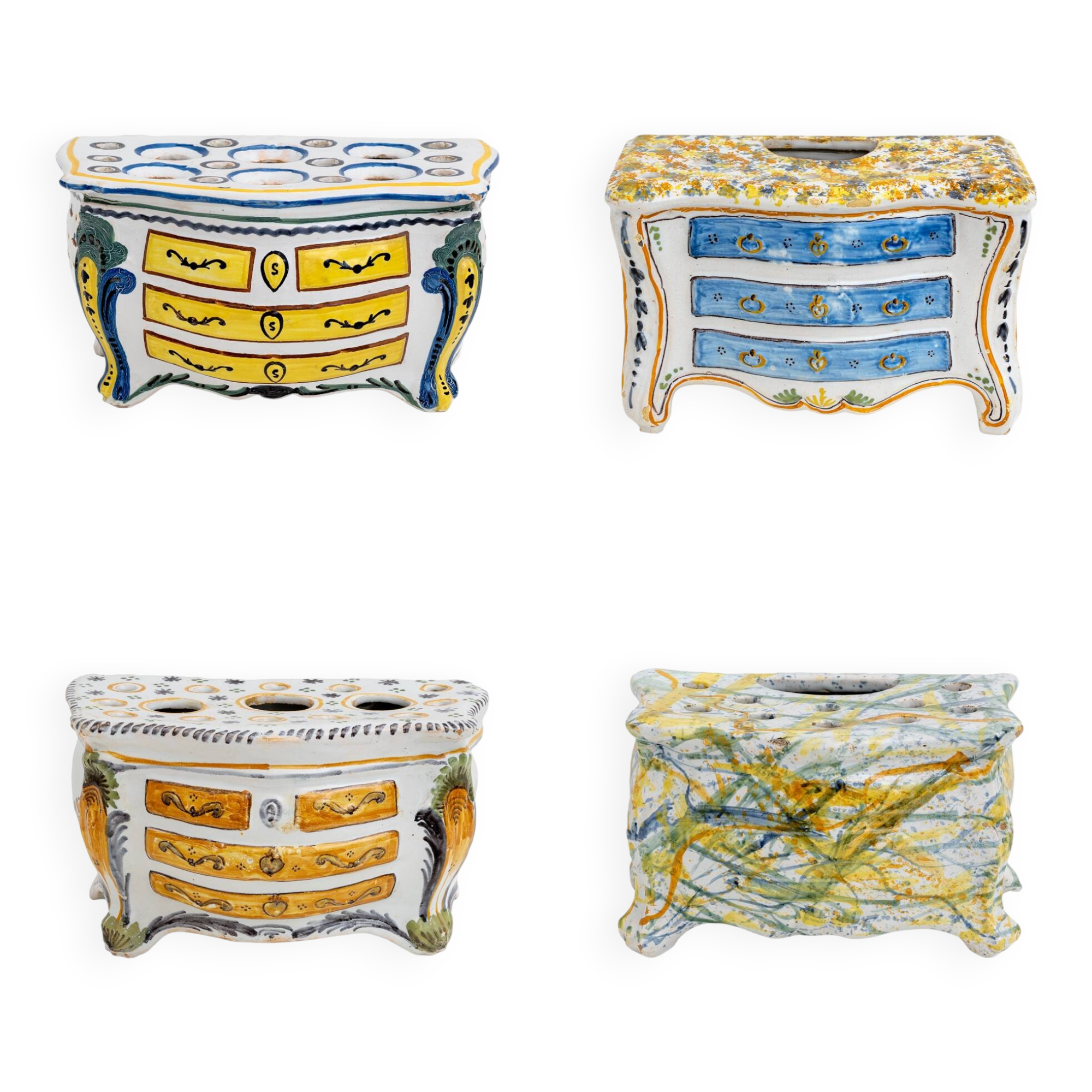Second Half 18th Century France Shaped Planters "Commode" Nevers Manufactur