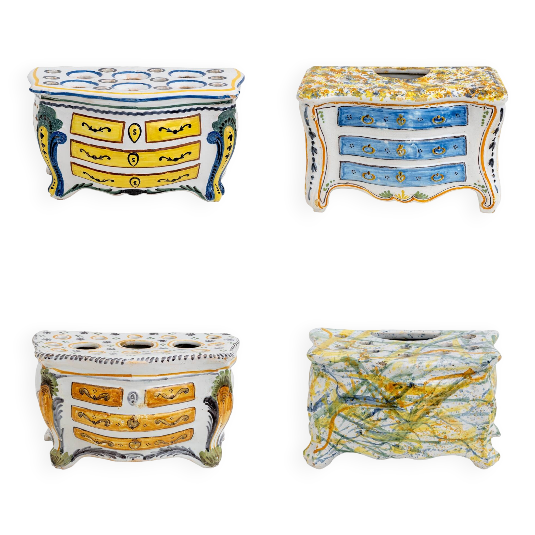 Second Half 18th Century France Shaped Planters "Commode" Nevers Manufactur