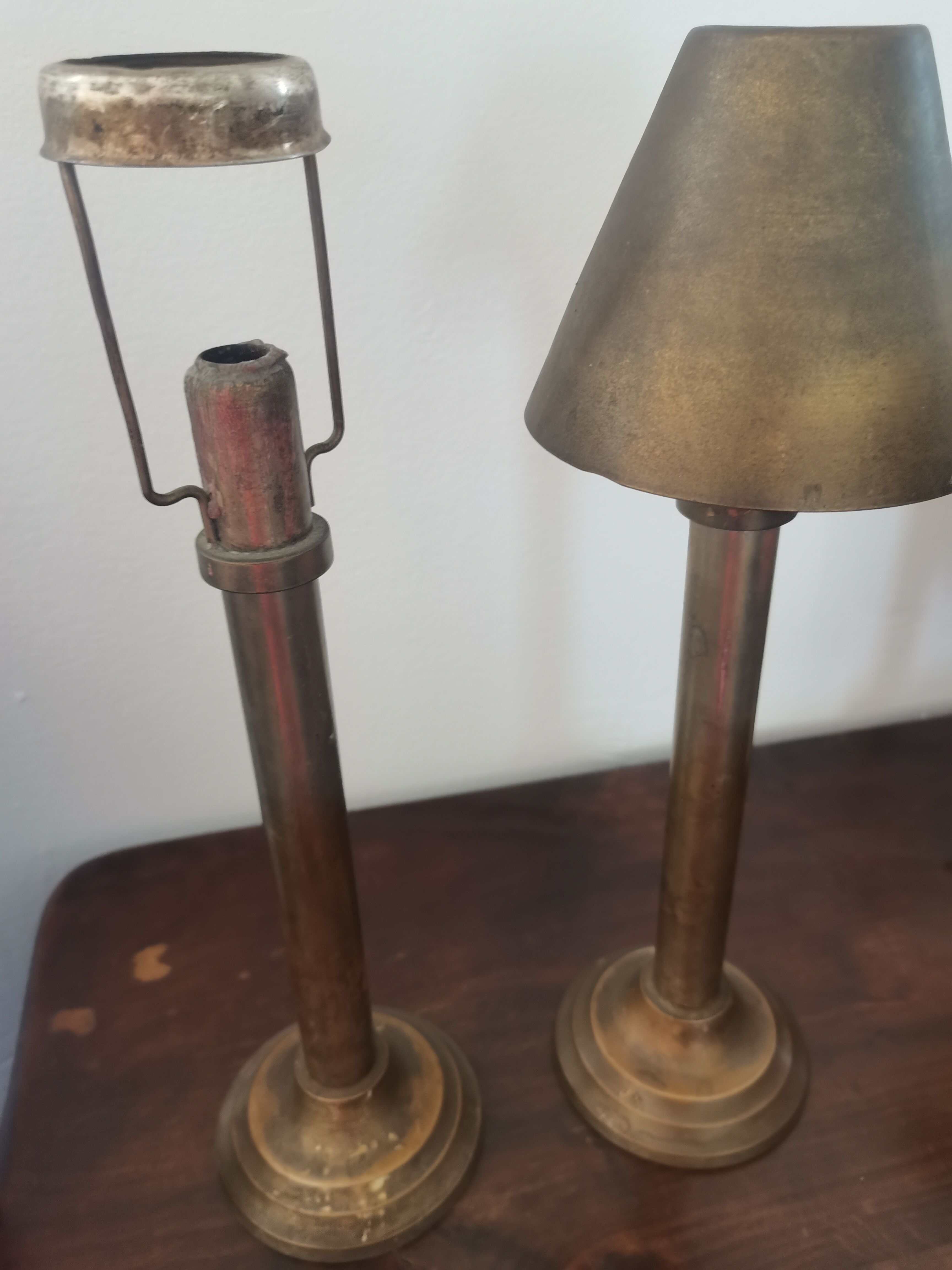 Candlestick with copper lampshade