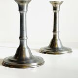 Pair of vintage pewter candlesticks