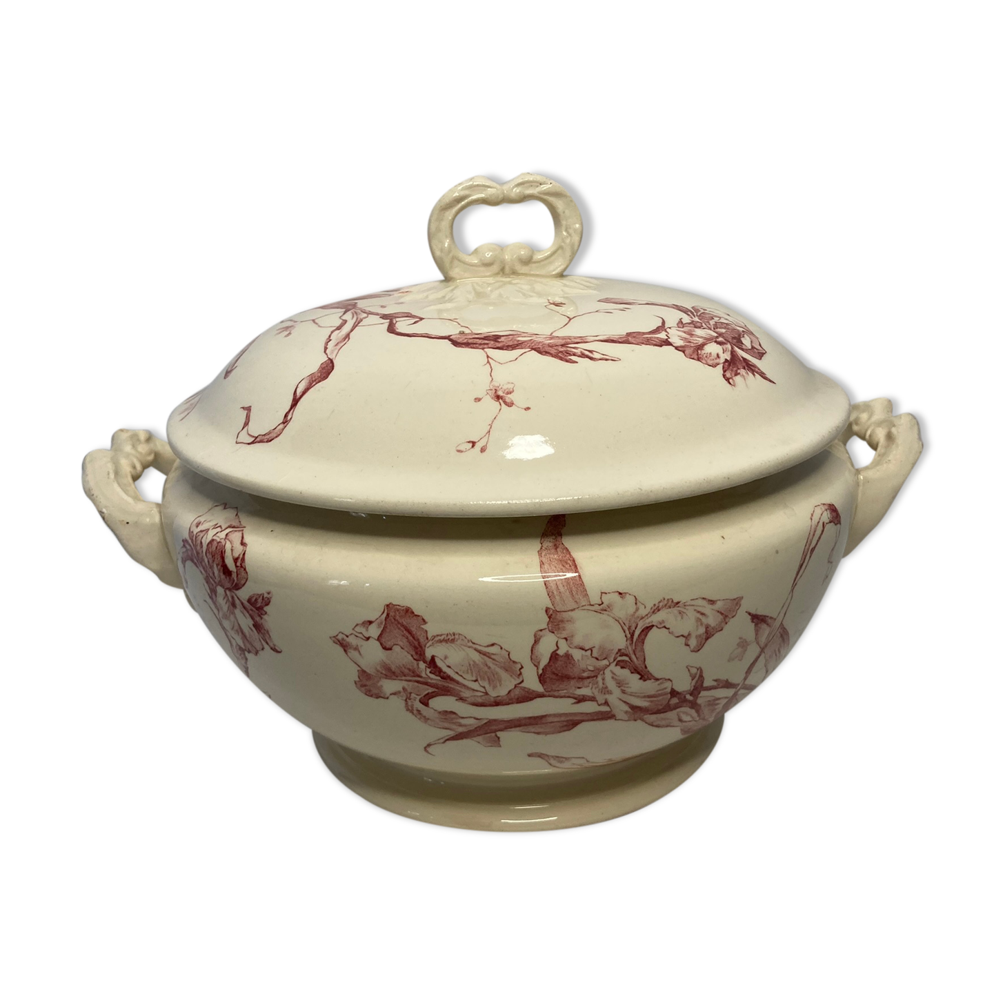 Gien, former iris earthenware model soup kitchen around 1940