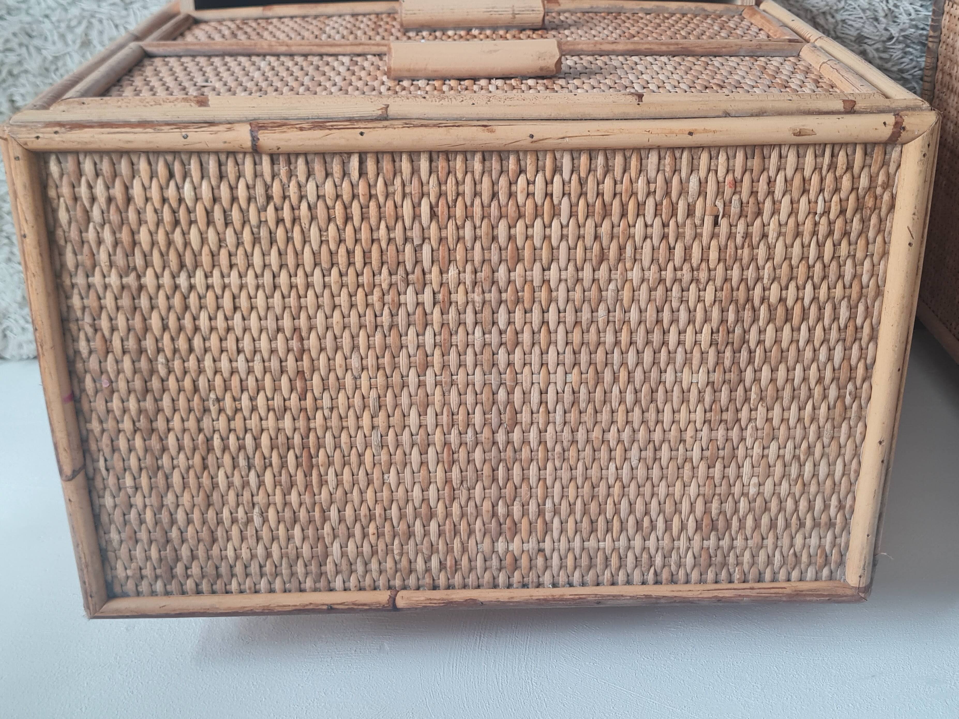 Pair of rattan bedside tables circa the 1970s.