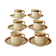6 coffee cups + saucers in Gien porcelain – Empire style, gold trim