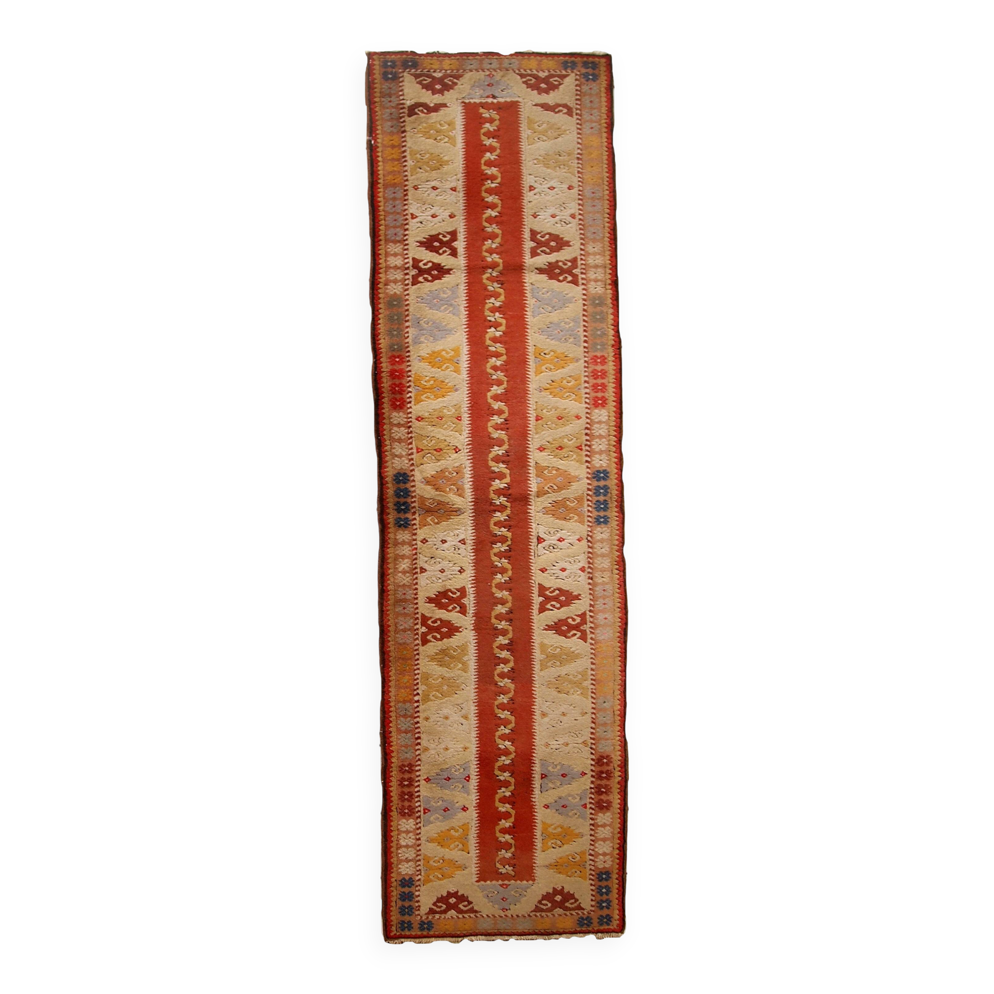 Tapis Couloir Vintage Turc Melas, Années 1950, Élégance et Authenticité