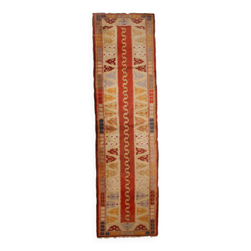Tapis Couloir Vintage Turc Melas, Années 1950, Élégance et Authenticité