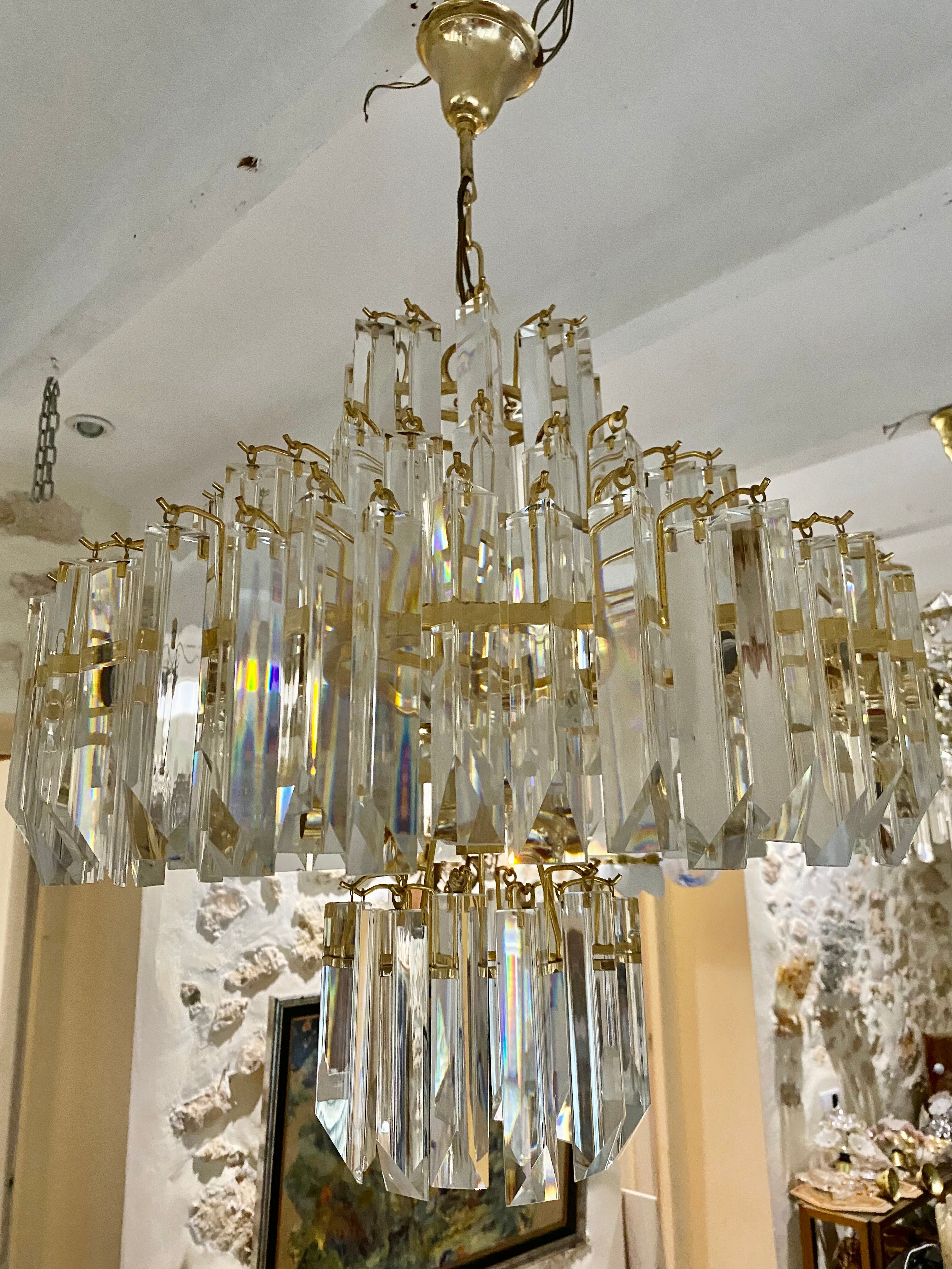 Venini chandelier murano iridescent glass