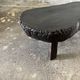 Small old Asian wooden coffee table in Japanese style, kidney-shaped top