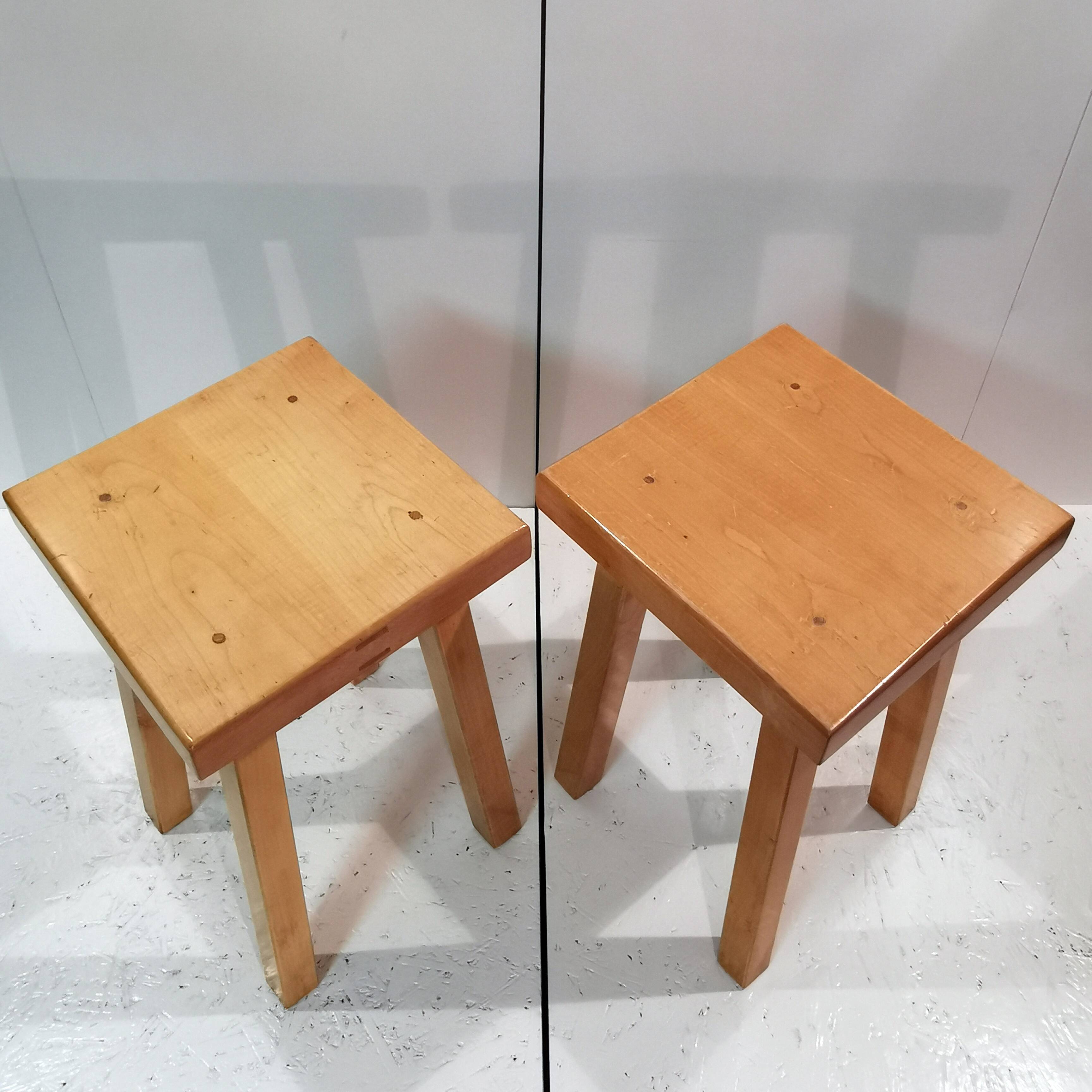 Duo de tabourets de fabrication artisanale 1970