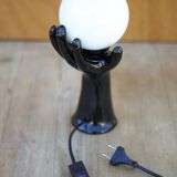 Vintage table lamp, bedside lamp, hand-shaped ceramic lamp with ball globe, side lamp