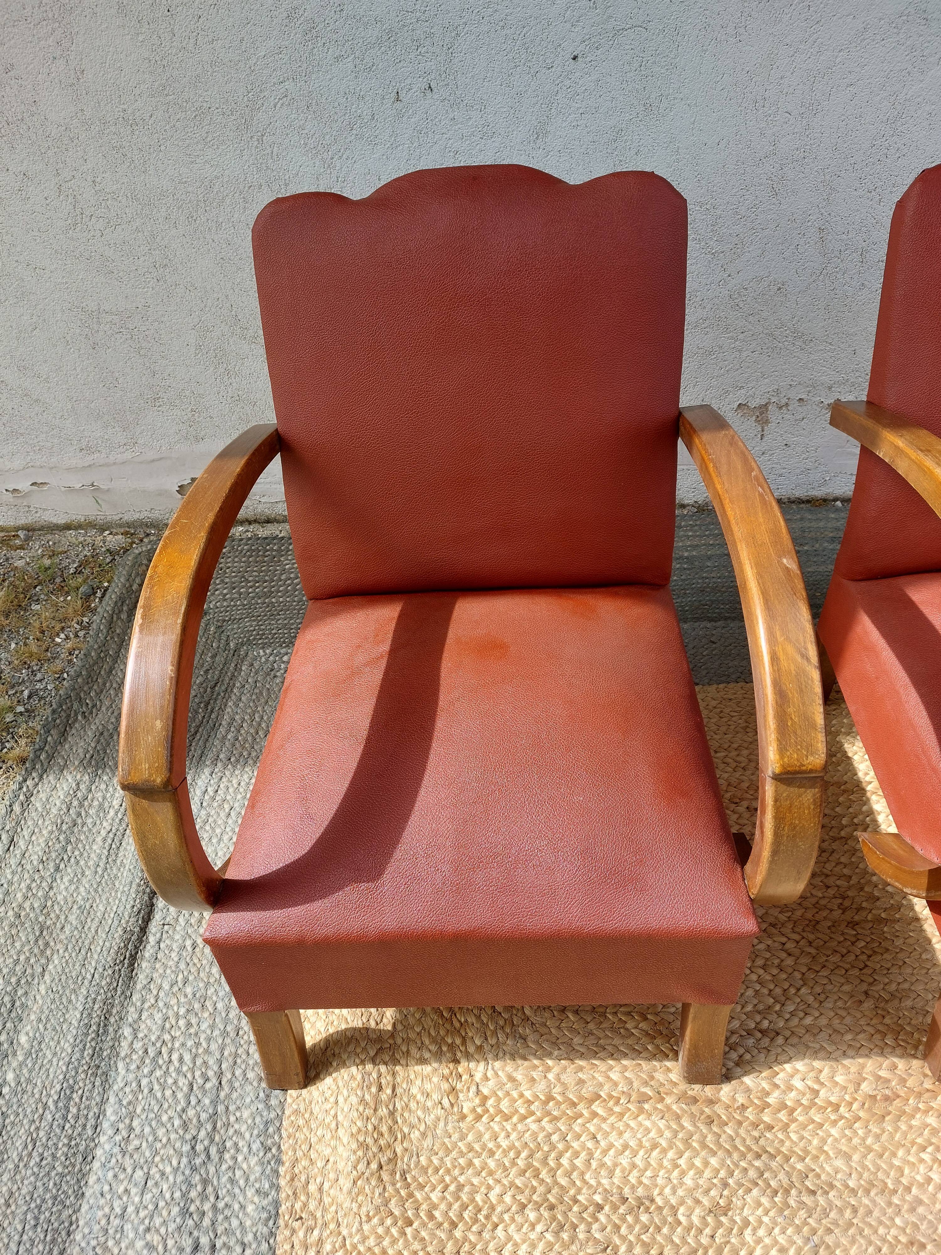 paire de fauteuils art déco, terracotta