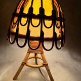 Mid-Century French Rattan and Wicker Table Lamps by Louis Sognot, 1960s,
